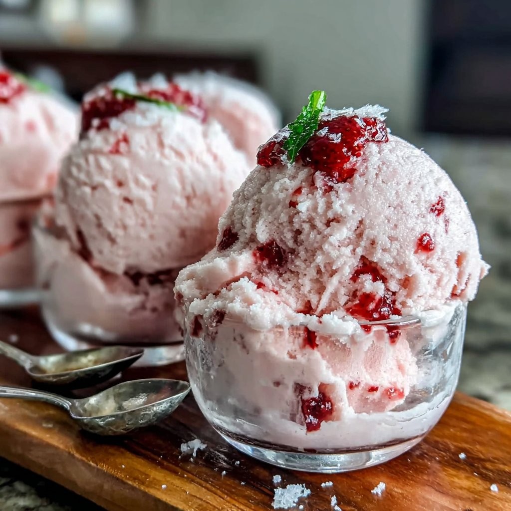 Light Strawberry Sorbet Cups