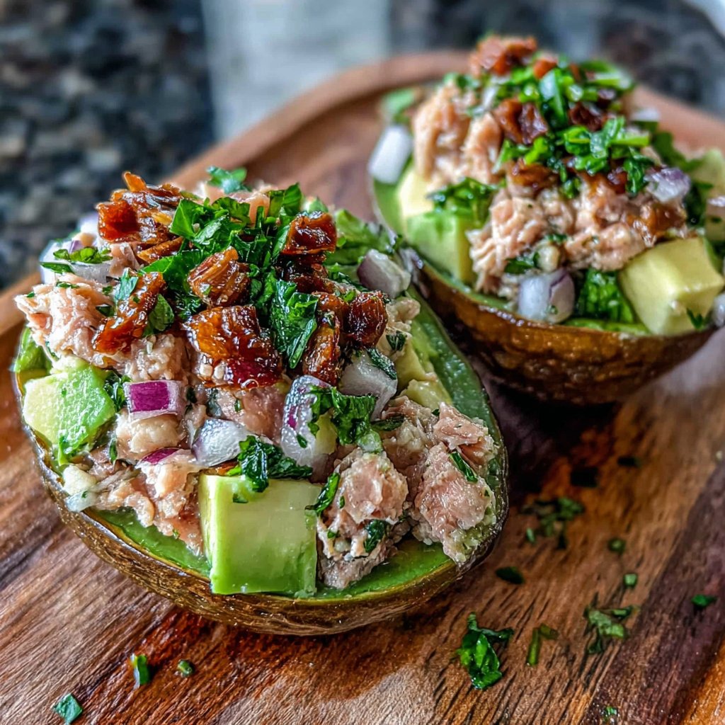Tuna Stuffed Avocados Plate