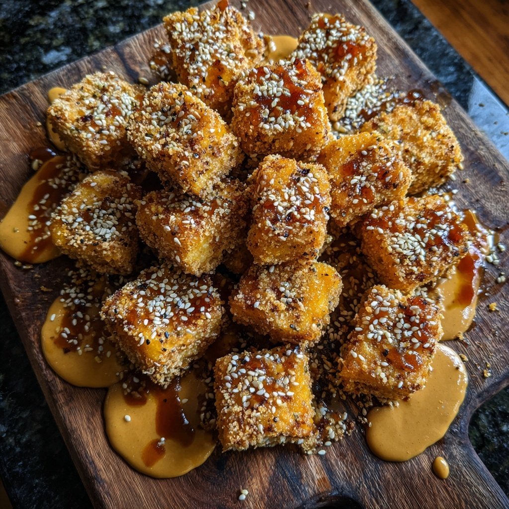 Crispy Tofu Bites with Peanut Sauce